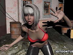 UhEbony presents: Hot 3d babe fucked by a zombie
