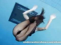 UhEbony presents: Zuzanna is swimming in pantyhose in the pool
