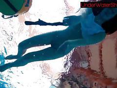 UhEbony presents: Perfect shaved teen in the pool