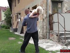 UhEbony presents: Beautiful blonde babe taken tied and fucked like a slave
