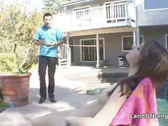 UhEbony presents: Sunbathing teen fucked by not step dad
