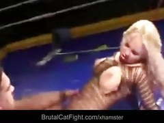 UhEbony presents: Two cleaning ladies fight in the boxing ring and gets fucked