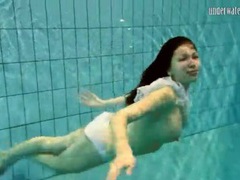 UhEbony presents: Girl in white panties swims in pool