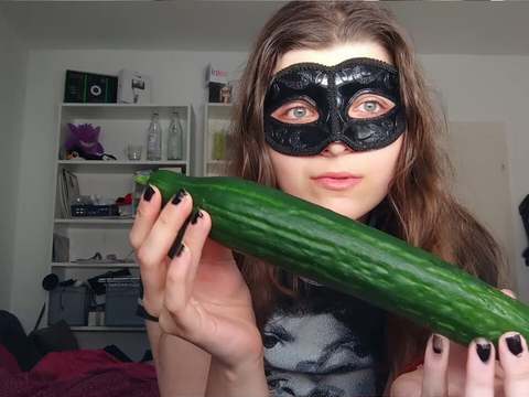 UhEbony presents: 18yo teen fucks huge cucumber!!! small tits, shy teeny, perfect body amateur teen