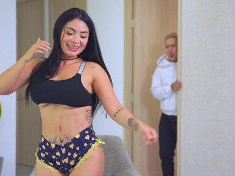 UhEbony presents: Brunette alejandra palacios with hot ass sucking a hard cock