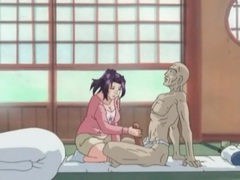 UhEbony presents: Hentai girl slowly jerks off a monster cock
