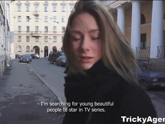 UhEbony presents: Beautiful teen strips and sucks in reality porn