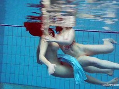 UhEbony presents: Girls in elegant dresses swimming underwater
