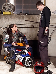 UhEbony presents: Shy teenage biker chick fucks the horny mechanic hardcore