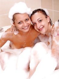 UhEbony presents: Naughty sexy young chicks taking a hot bubble bath together