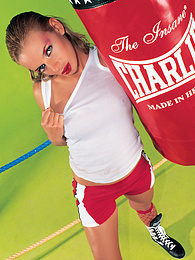 UhEbony presents: Christie Blanks, Boxing Girl Puts Up a Fight With Her Toys