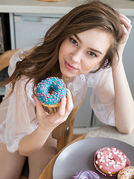 UhEbony presents: If you are a fan of skinny girls, check out how this cute little doll poses and teases totally naked in the kitchen.