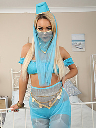 UhEbony presents: Lauren Louise from Layered-Nylons as a sexy genie wearing sheer pantyhose over white stockings